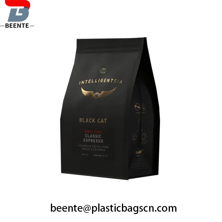 Tas Kopi Bio Pla Biodegradable Dengan Katup Dan Ritsleting