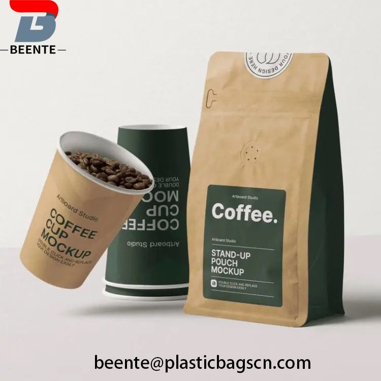 Custom Printing Plastik Food Coffee Packaging 3 Side Sealed